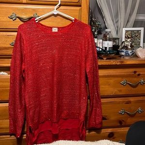 Faded Glory Red Sequin Sweater